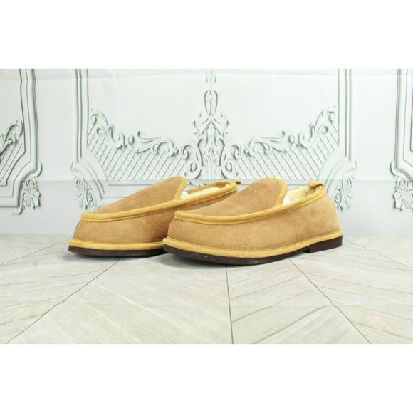 LL Bean Brown Suede Shearling Lined Wicked Good Venetian Slippers Size 9 M - Picture 2 of 11